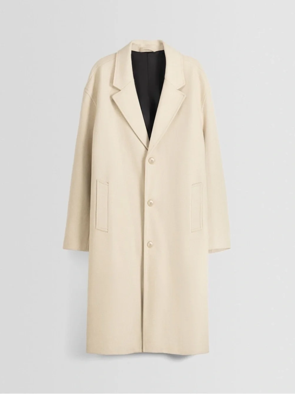 Bershka Men's Cream Long Trench Coat